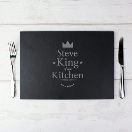 Personalised King of the Kitchen Slate Placemat: 2 - Placemats By Gift Moments