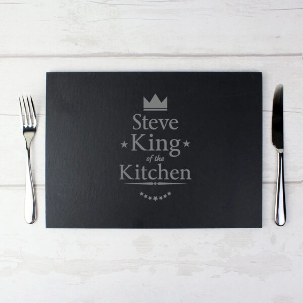 Personalised King of the Kitchen Slate Placemat: 2 - Placemats By Gift Moments