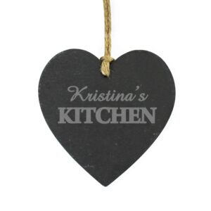 Personalised Kitchen Slate Heart Decoration: 2 - Decorations By Gift Moments