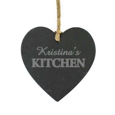 Personalised Kitchen Slate Heart Decoration: 2 - Decorations By Gift Moments