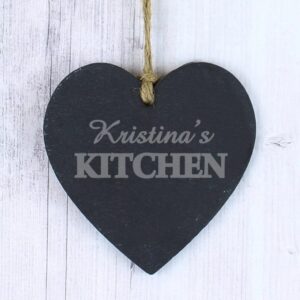 Personalised Kitchen Slate Heart Decoration: 1 - Decorations By Gift Moments