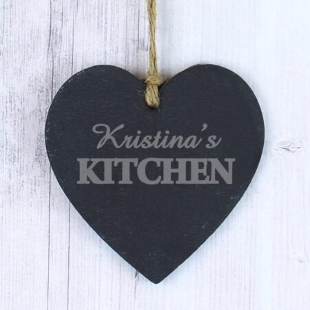 Personalised Kitchen Slate Heart Decoration: 1 - Decorations By Gift Moments