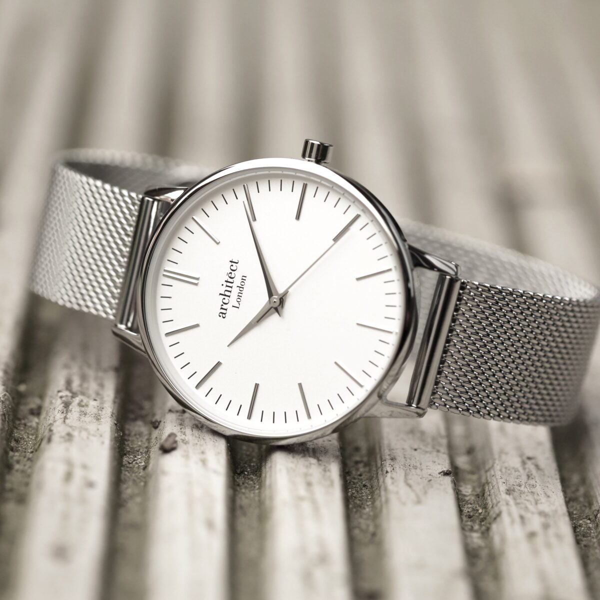 Personalised Ladies Architect Blanc Watch Silver Mesh: 3 - Watches By Architect Watches