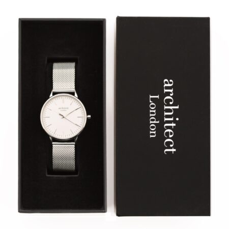 Personalised Ladies Architect Blanc Watch Silver Mesh: 2 - Watches By Architect Watches