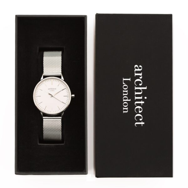Personalised Ladies Architect Blanc Watch Silver Mesh: 2 - Watches By Architect Watches