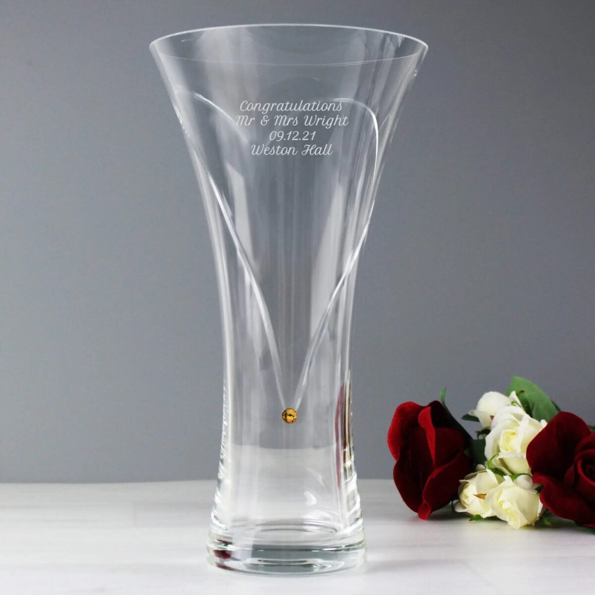 Personalised Large Hand Cut Gold Diamante Heart Vase: 4 - Vases By Gift Moments