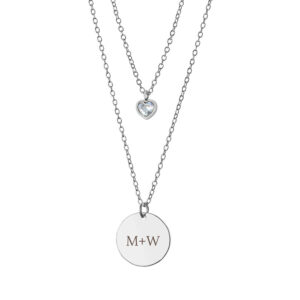 Personalised Layered Crystal Heart and Disc Necklace Set: 10 - Necklaces By Gift Moments