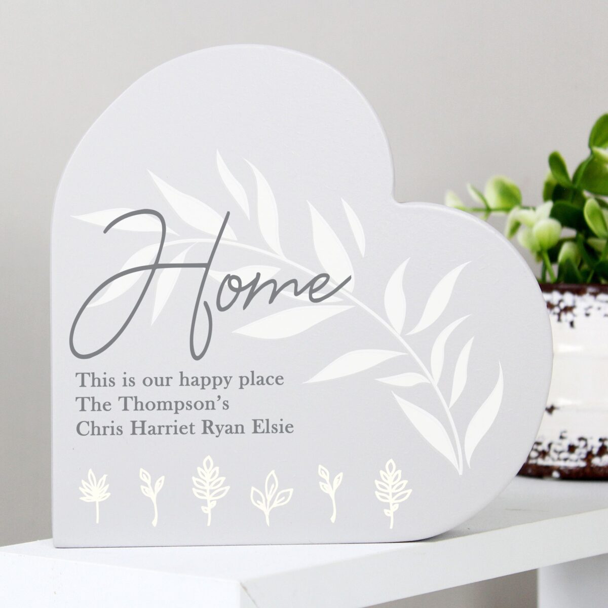 Personalised Leaf Decor Free Standing Heart Ornament: 3 - Ornaments By Gift Moments