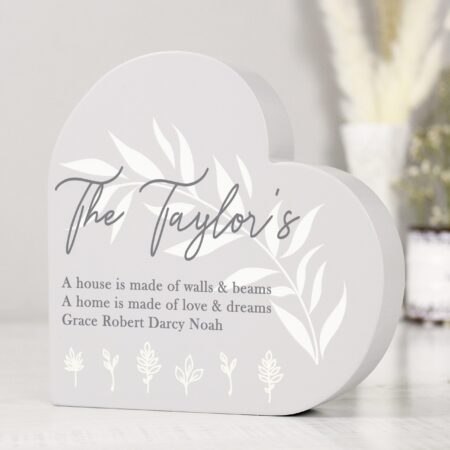 Personalised Leaf Decor Free Standing Heart Ornament: 1 - Ornaments By Gift Moments