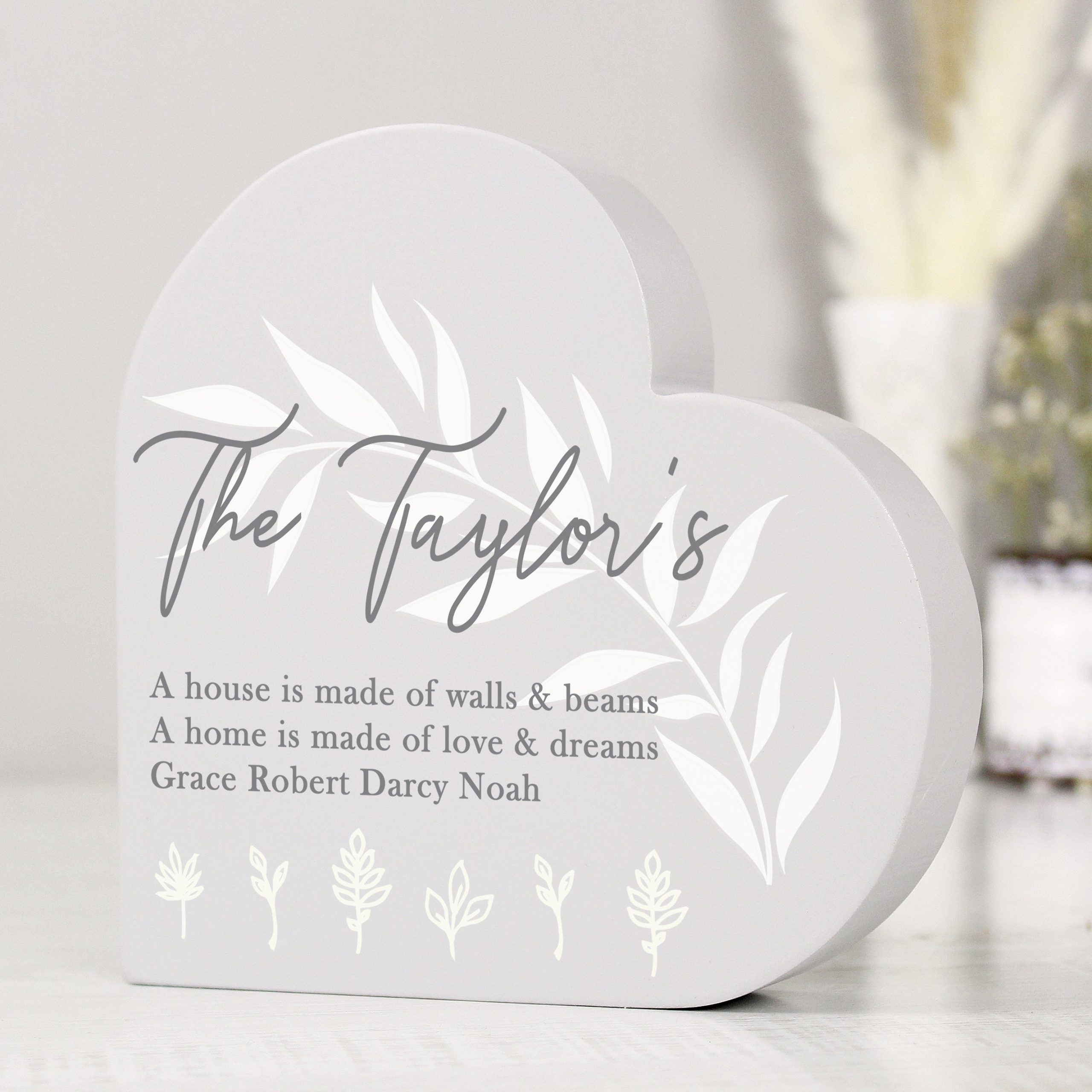 Personalised Leaf Decor Free Standing Heart Ornament: 1 - Ornaments By Gift Moments