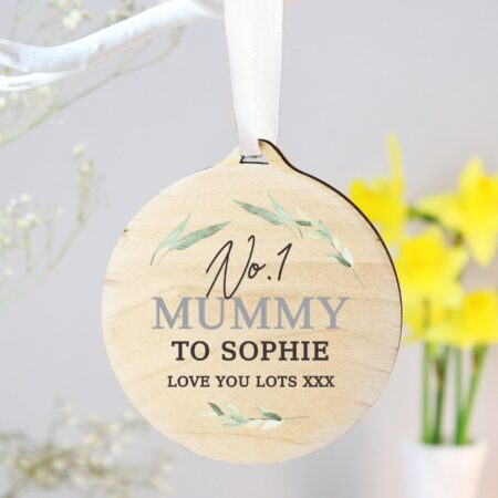 Personalised Leaf Decor Round Wooden Decoration: 2 - Decorations By Gift Moments