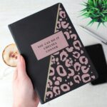 Personalised Leopard Print Black Hardback Notebook: 1 - Notebooks By Gift Moments