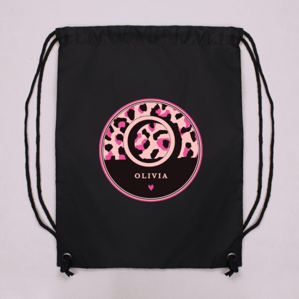 Personalised Leopard Print Black Kit Bag: 2 - Kids Bags By Gift Moments