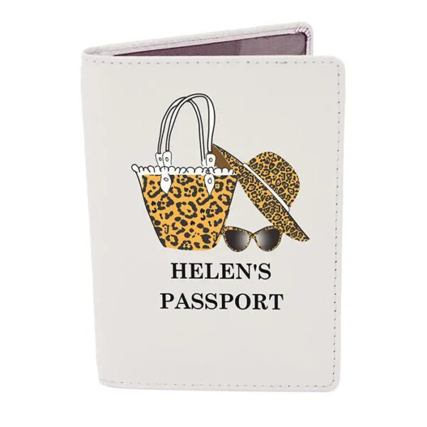Personalised Leopard Print Cream Passport Holder: 2 - Passport Holders By Gift Moments