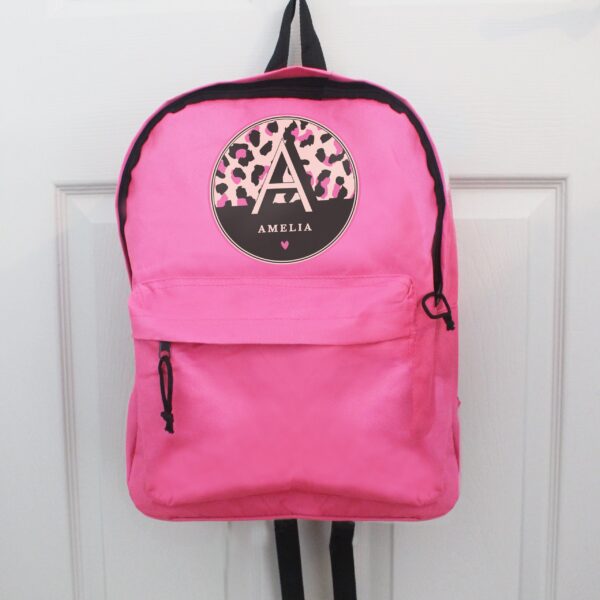 Personalised Leopard Print Pink Backpack: 2 - Kids Bags By Gift Moments