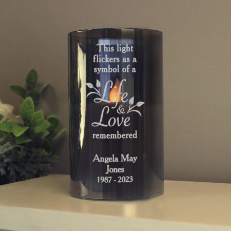 Personalised Life & Love Memorial Smoked LED Candle: 1 - LED Lighting By Gift Moments