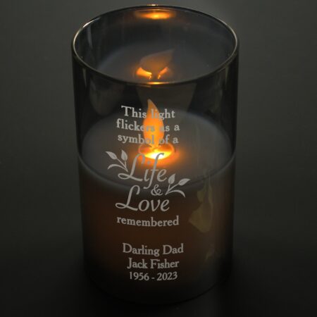Personalised Life & Love Memorial Smoked LED Candle: 7 - LED Lighting By Gift Moments