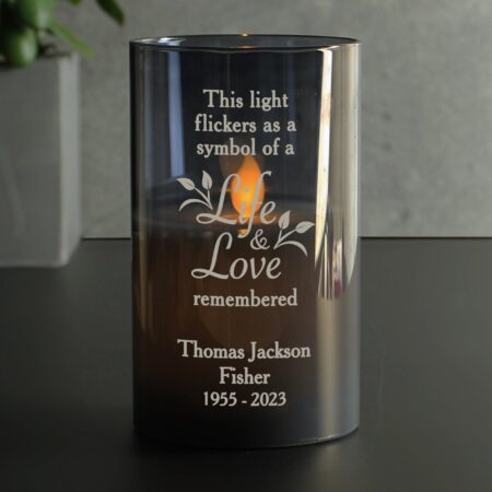 Personalised Life & Love Memorial Smoked LED Candle: 4 - LED Lighting By Gift Moments