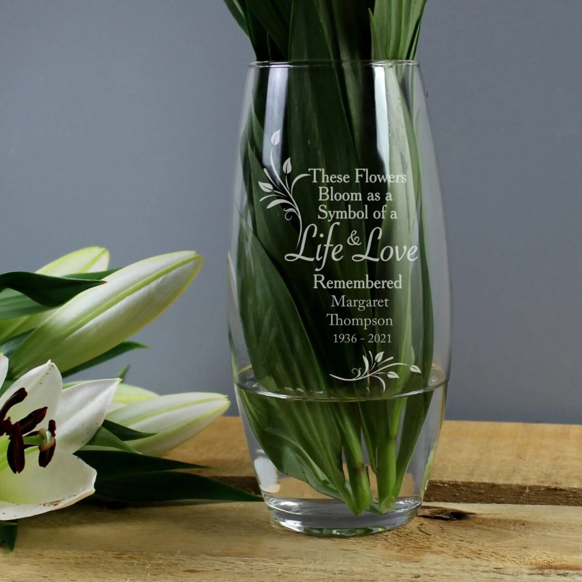 Personalised life love memorial vase