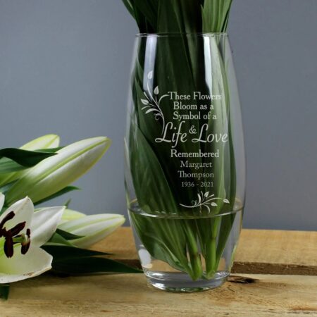 Personalised life love memorial vase