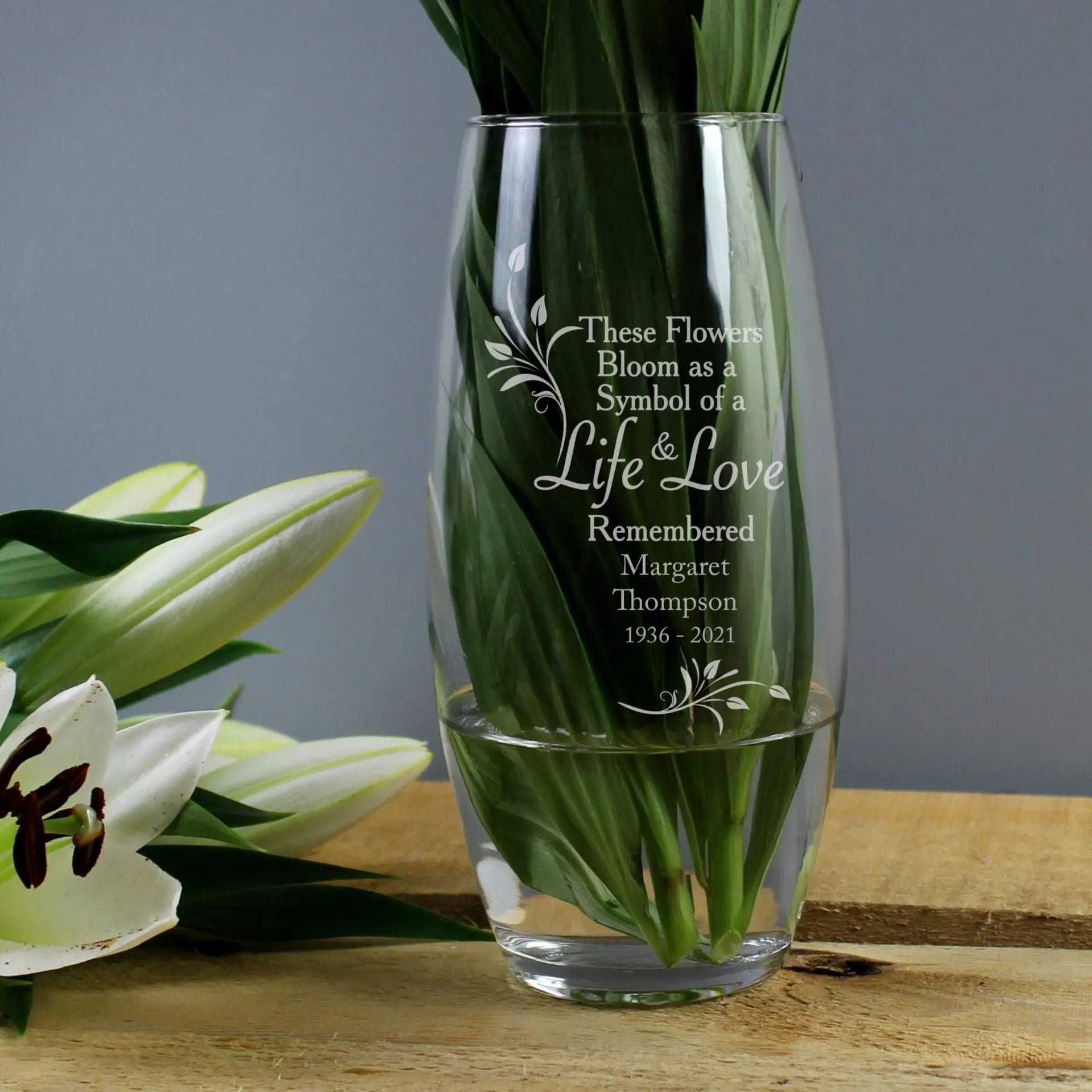 Personalised life love memorial vase