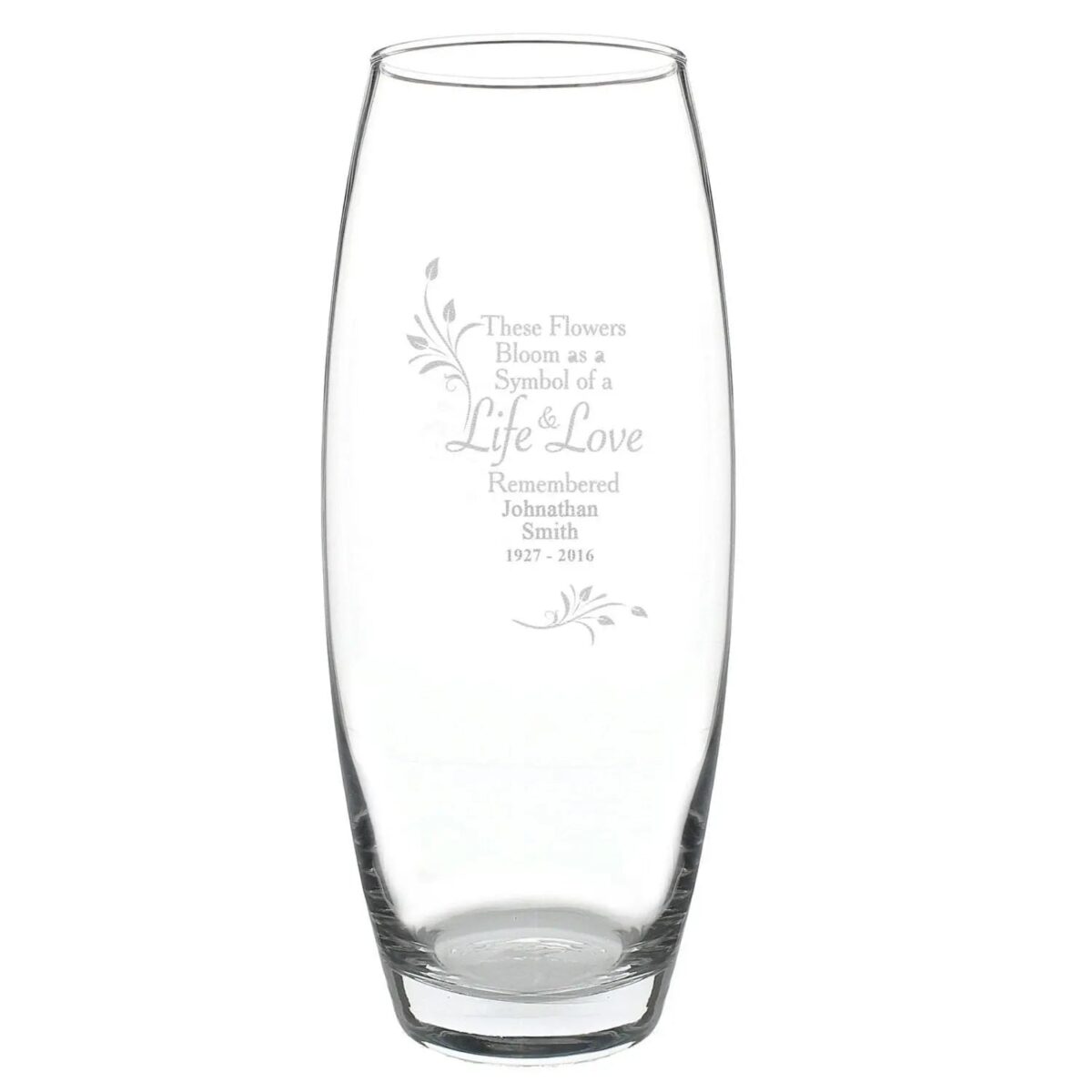 Personalised life love memorial vase