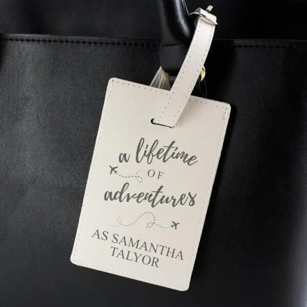 Personalised ’Lifetime of Adventures’ Cream Luggage Tag: 2 - Luggage Tags By Gift Moments