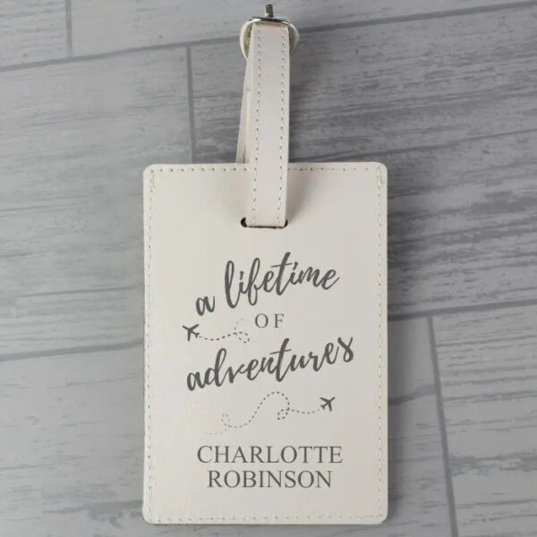 Personalised ’Lifetime of Adventures’ Cream Luggage Tag: 1 - Luggage Tags By Gift Moments