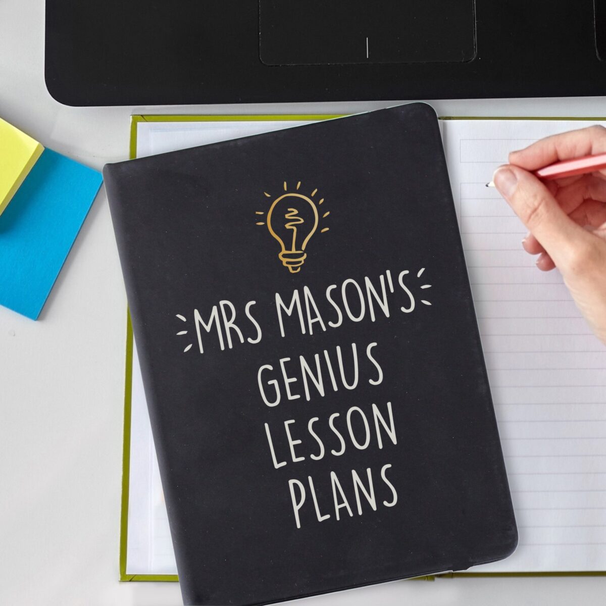 Personalised Light Bulb Black Hardback Notebook: 3 - Notebooks By Gift Moments