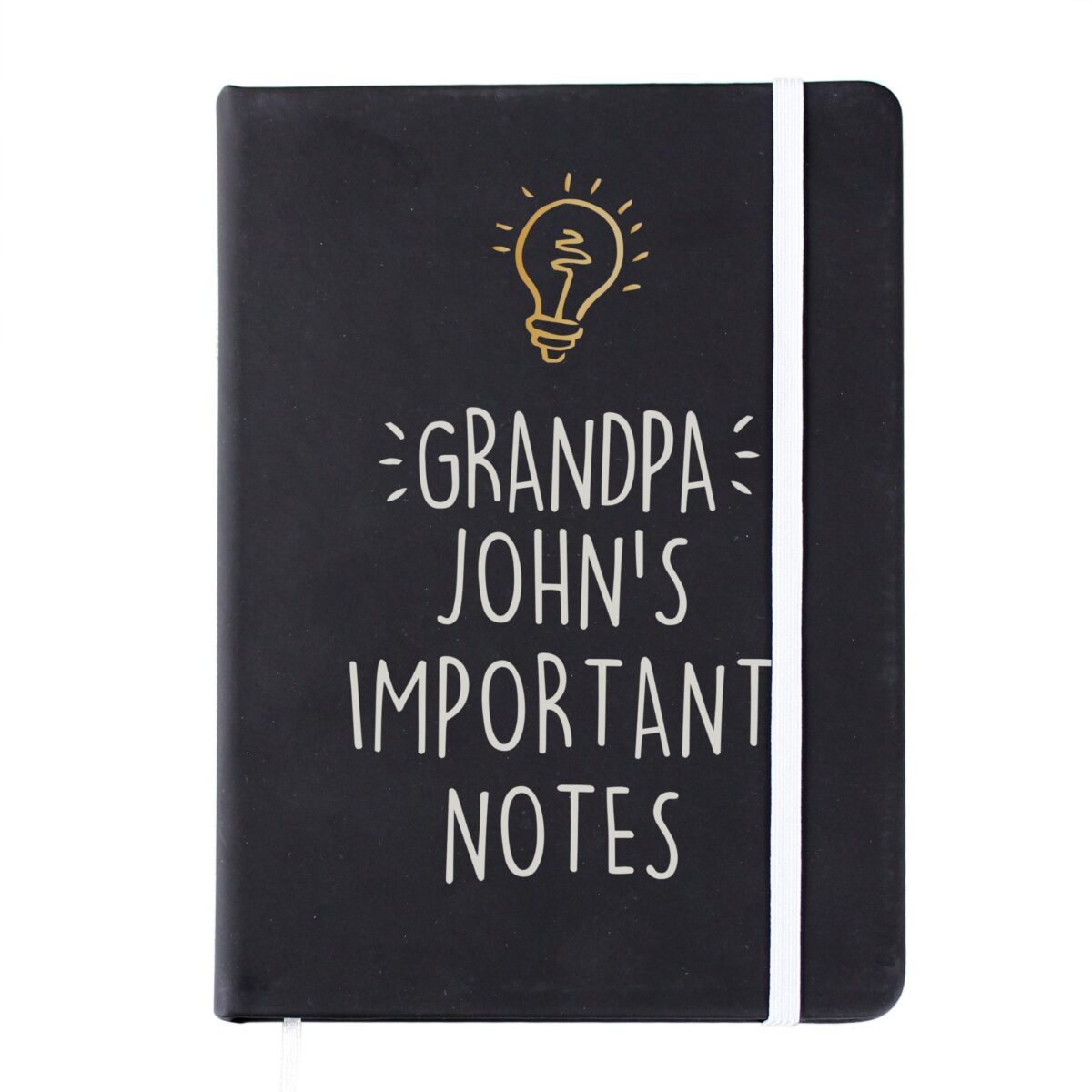 Personalised Light Bulb Black Hardback Notebook: 6 - Notebooks By Gift Moments