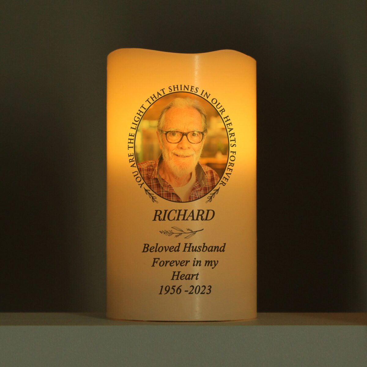 Personalised Light In Our Hearts Photo Upload LED Candle: 3 - Flameless Candles By Gift Moments