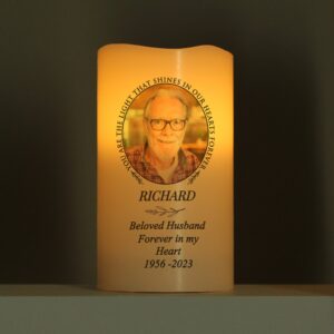 Personalised Light In Our Hearts Photo Upload LED Candle: 3 - Flameless Candles By Gift Moments