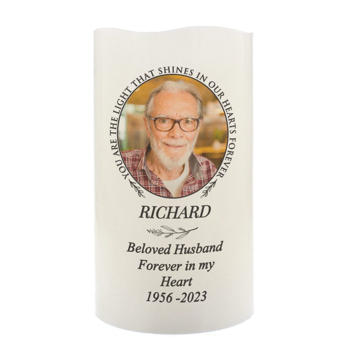 Personalised Light In Our Hearts Photo Upload LED Candle: 5 - Flameless Candles By Gift Moments