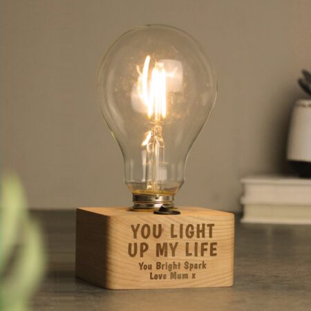 Personalised You Light Up My Life LED Bulb Table Lamp: 4 - LED Lighting By Gift Moments