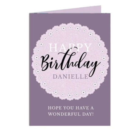 Personalised Lilac Lace Birthday Card: 3 - Greeting Cards By Gift Moments