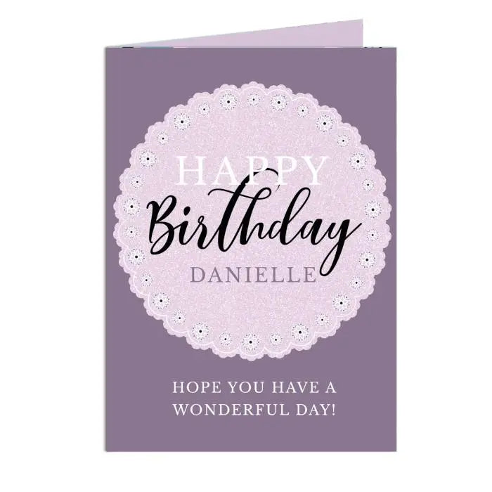 Personalised Lilac Lace Birthday Card: 3 - Greeting Cards By Gift Moments