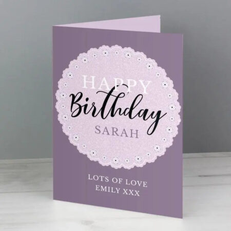 Personalised Lilac Lace Birthday Card: 2 - Greeting Cards By Gift Moments
