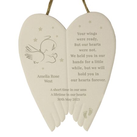 Personalised little angel ceramic wings