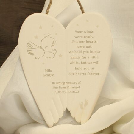 Personalised little angel ceramic wings