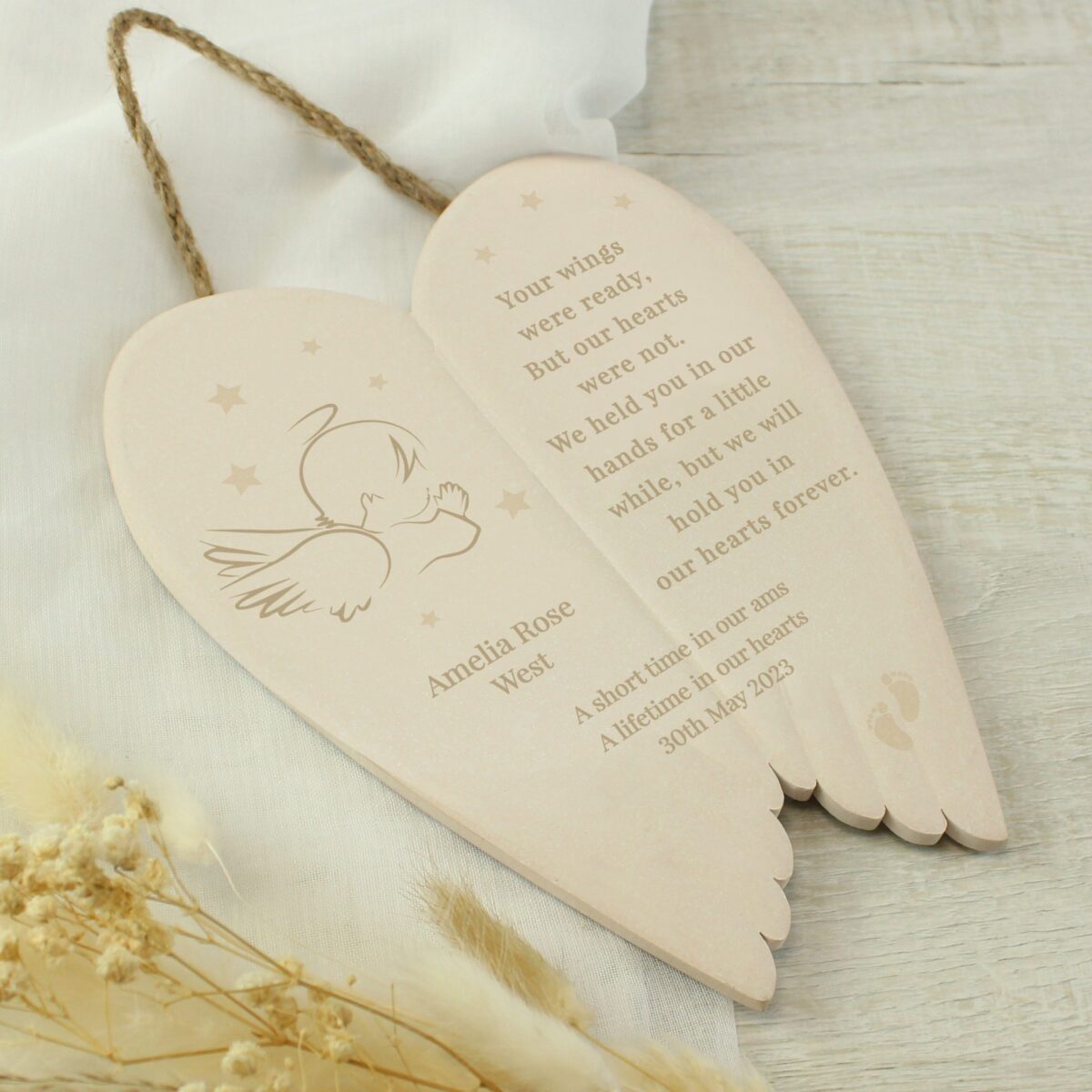 Personalised little angel ceramic wings