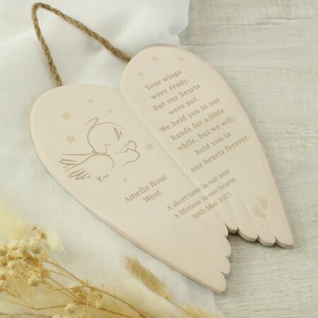 Personalised little angel ceramic wings