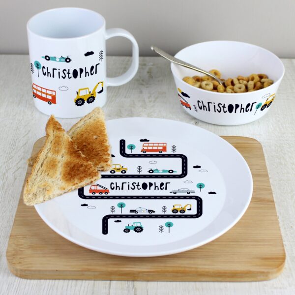 Personalised Little Car Plastic Breakfast Set: 2 - Tableware By Gift Moments
