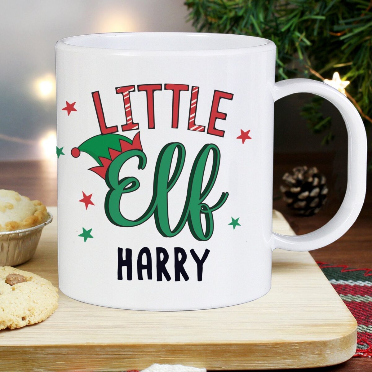 Personalised little elf plastic mug