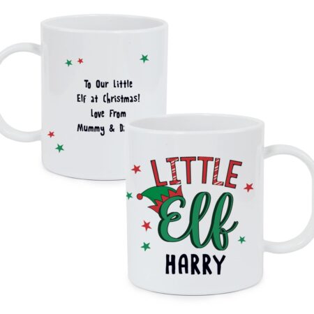 Personalised little elf plastic mug
