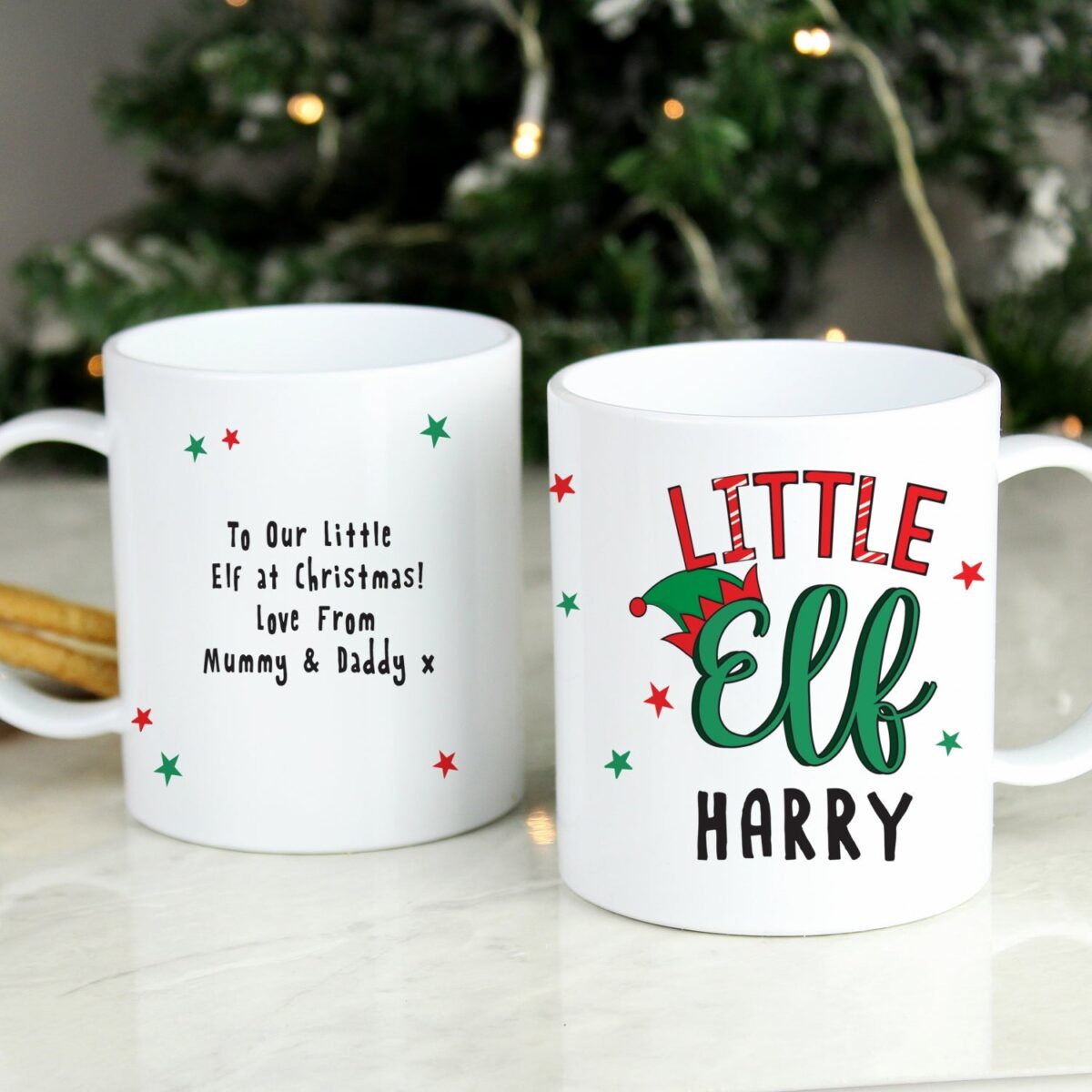 Personalised little elf plastic mug