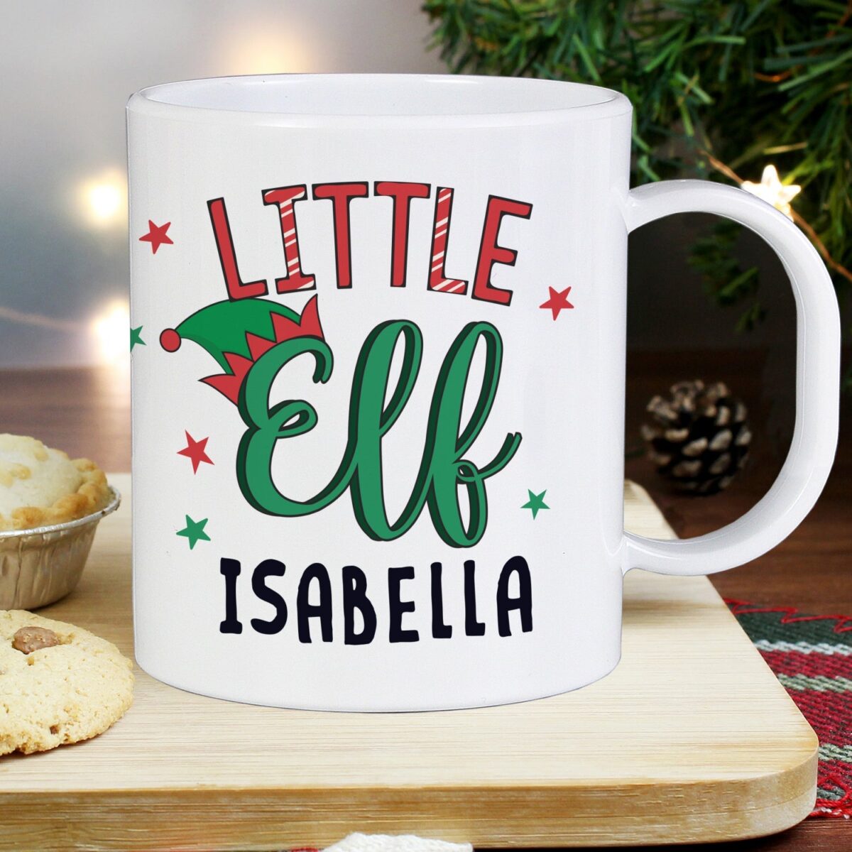 Personalised little elf plastic mug