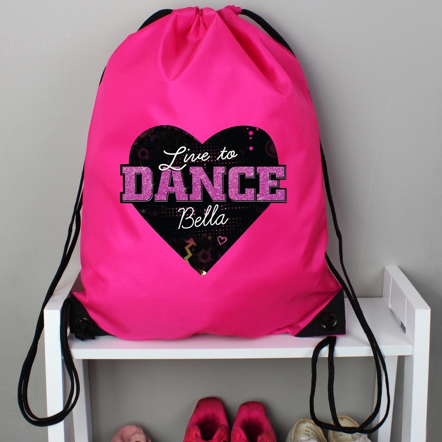 Personalised ’Live to Dance’ Pink Kit Bag: 1 - Kids Bags By Gift Moments