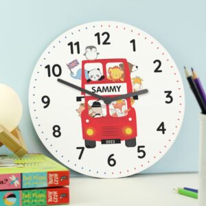 Personalised London Animal Bus Bedroom Clock: 1 - Clocks By Gift Moments