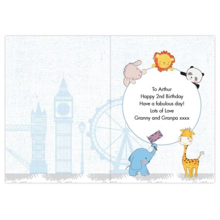 Personalised London Animal Bus Birthday Card: 4 - Greeting Cards By Gift Moments