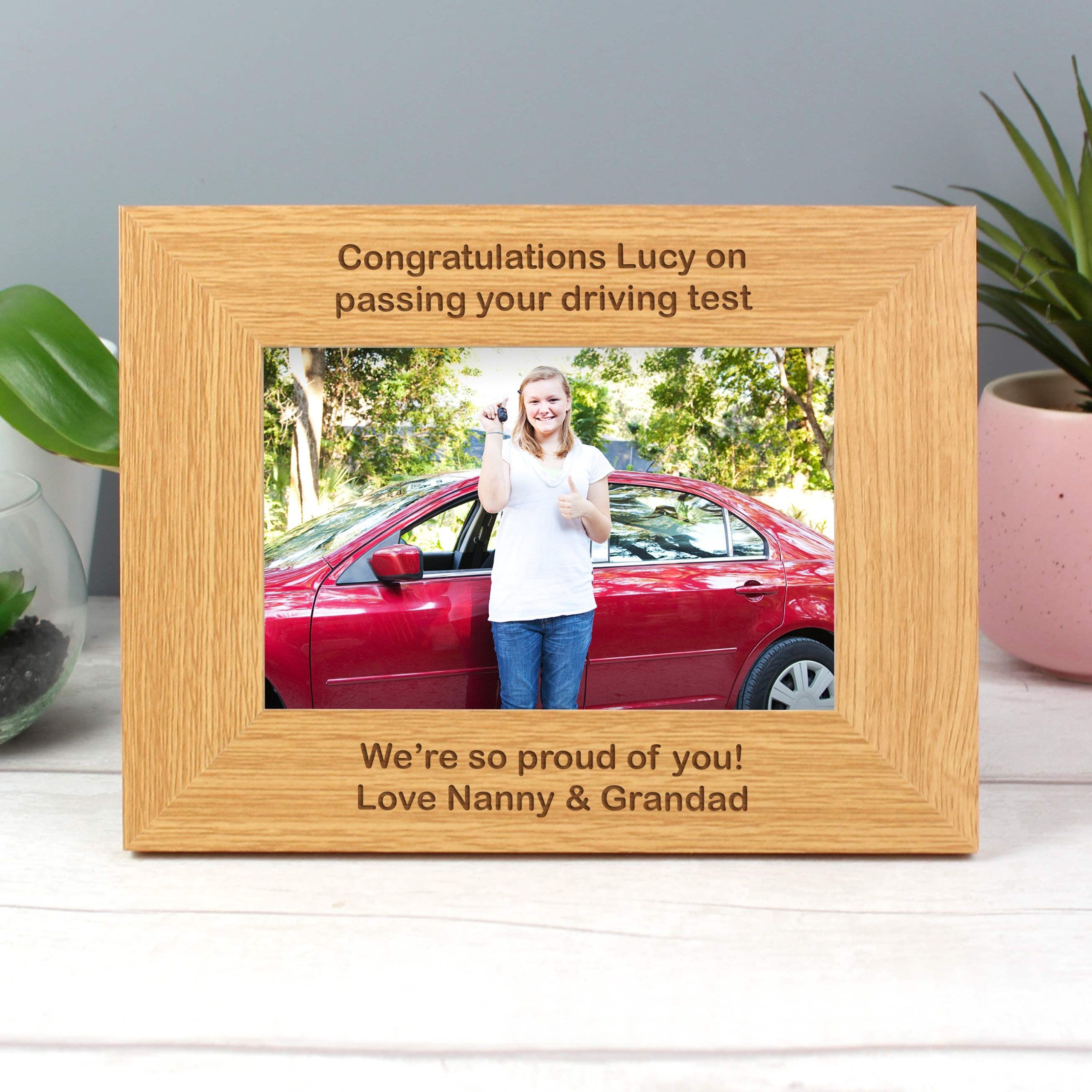 Personalised Long Message 6x4 Landscape Oak Finish Photo Frame: 1 - Photo Frames By Gift Moments